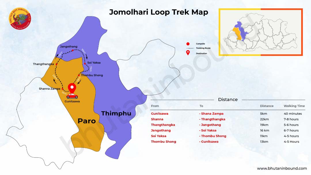 Jomolhari Loop Trek Map